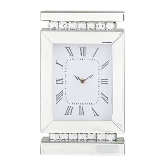 Silver MDF Glam Clock, 14" x 8" x 3"